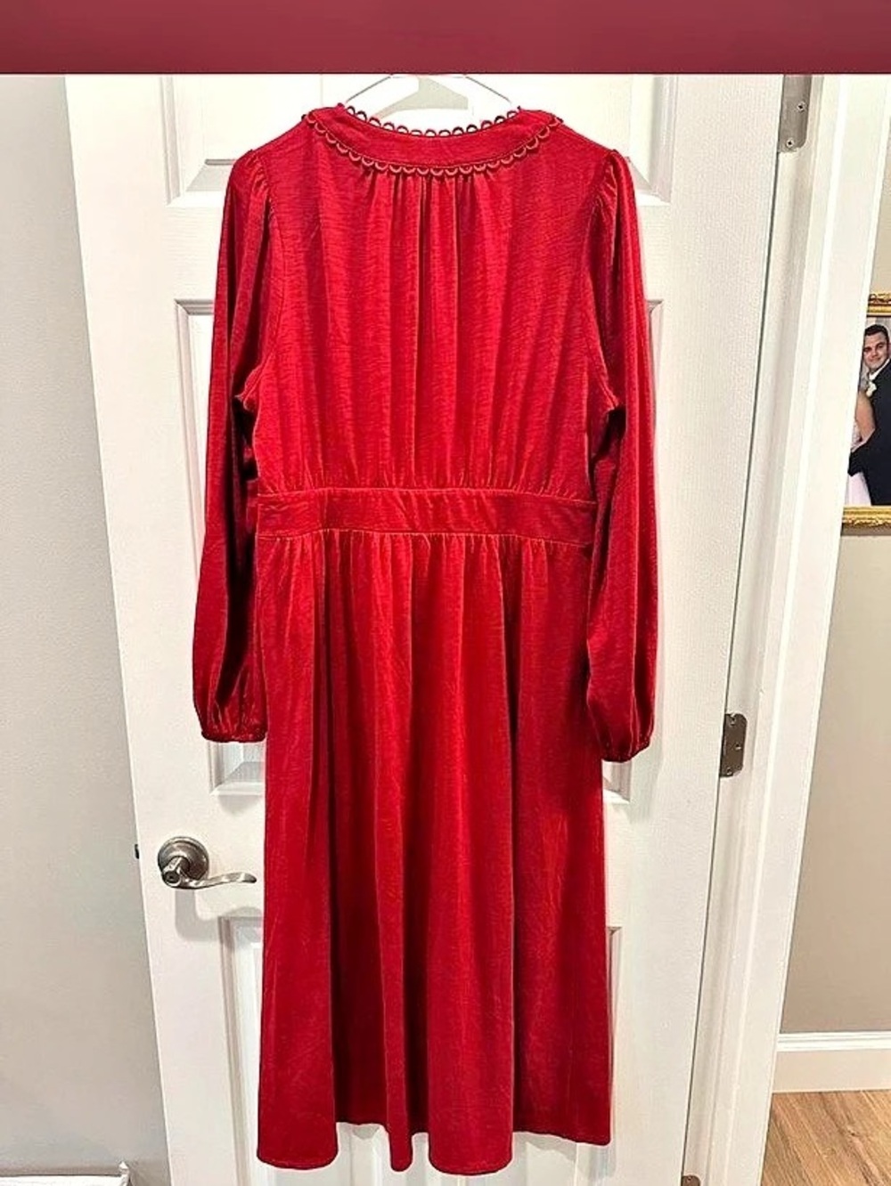 Boden Maddie Picot Trim Midi Dress Red Large (14)
